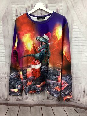 SSLR T-Rex Dino Santa Christmas Shirt L